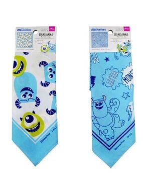 Daiso Blue 2pc Kids Disney Pixar Monsters Inc. Bandana Set 20.9in X 20.9in- NWT